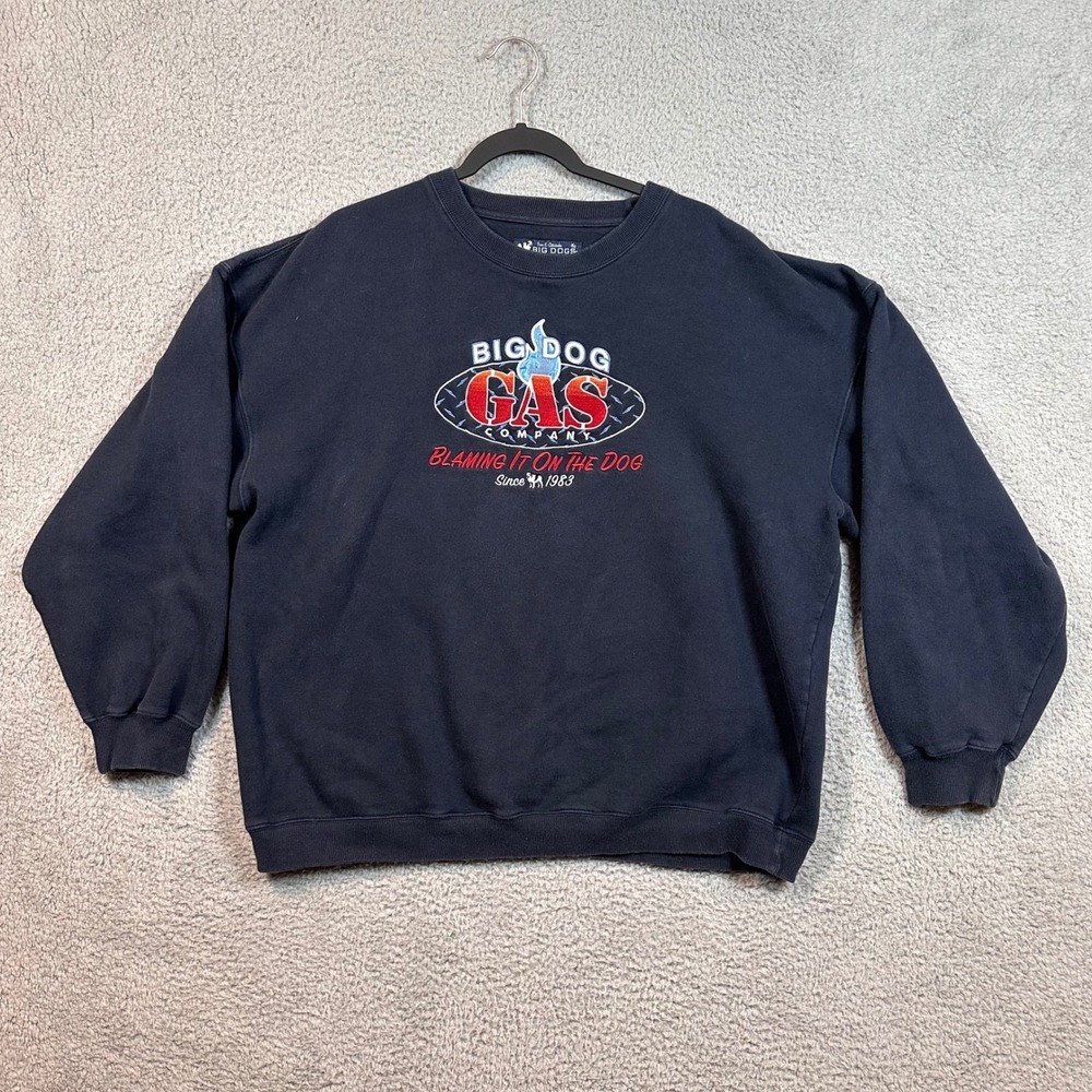Big Dog Gas Company Sweatshirt Mens XL Navy Embroidered Blaming It On The‎ Dog